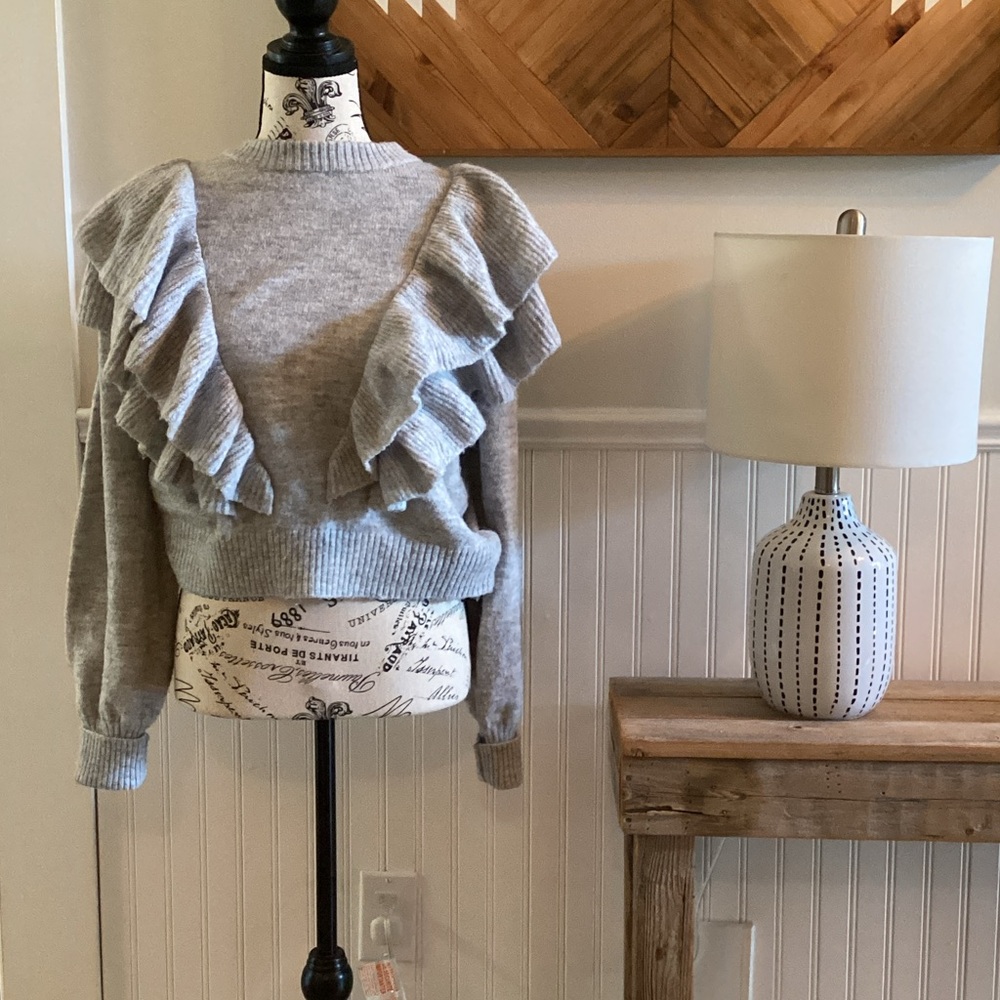 Divided Gray Ruffled Sweater